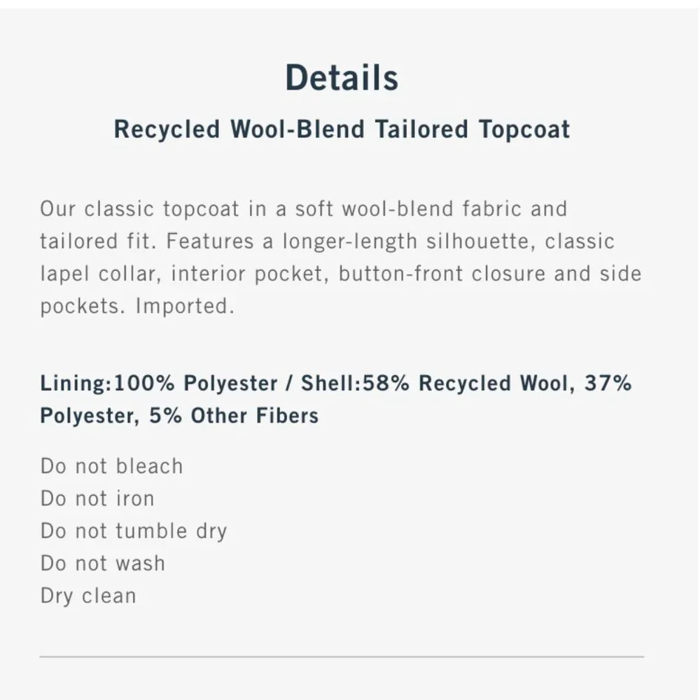 Abercrombie & Fitch Wool Blend Coat - Picture 6 of 6